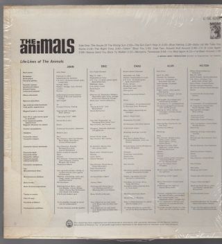 Orig THE ANIMALS Self Titled s/t LP EX MGM Mono E - 4264 Shrink 2