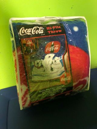 1998 Coca - Cola Supersoft Fleece Blanket Throw Rare Nos 45 " X 60 "