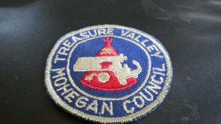 Treasure Valley Mohegan Council C/e Round Gray Border Camp Patch Scout