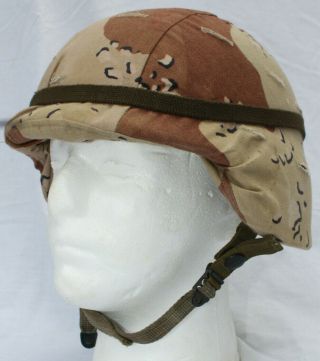USGI PASGT helmet w/ Desert Storm chocolate chip camo cover 1984 size small 2 2