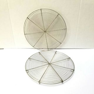 Pair (2) Vintage Metal Wire Round 12.  5 inch Footed Cooling Rack Pie Cake Baking 2