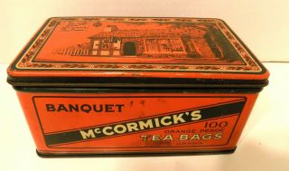 Antique Banquet Tea Tin Litho Can Mccormick House Baltimore Md 100 Bags