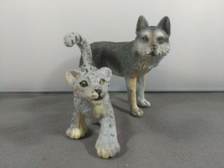 Schleich Coyote 3 " Length & Safari Snow Leopard 2.  5 " Length Animal Figure Toys