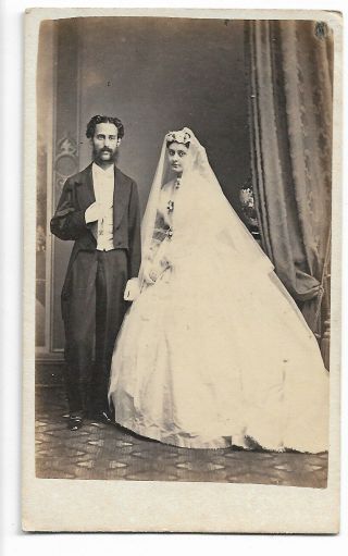 Victorian Cdv Photo Indian Wedding Bride & Groom Calcutta India Photographer