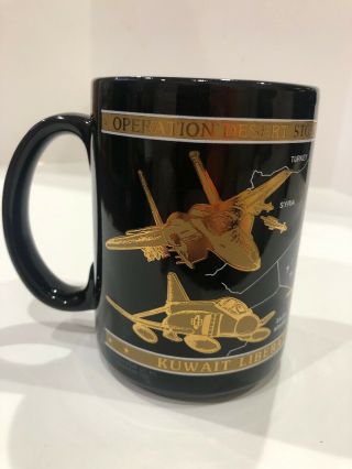 Operation Desert Storm Coffee Mug Jan 1991 Kuwait Liberated 22k Gold Graphics
