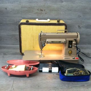 Vintage Singer 301a Portable Electric Sewing Machine W/ Case Pedal Acc