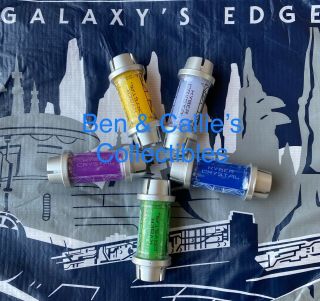 Star Wars Galaxys Edge Five (5) Kyber Crystals Yellow Green Blue Purple & White