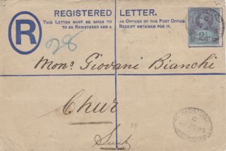 1888 Qv Gb Registered Cover (cut) With A 2½d Blue Stamp Sent To Chur Switzerland