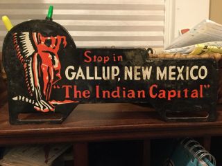 Old Gallup Mexico Indian Capital Porcelain License Topper