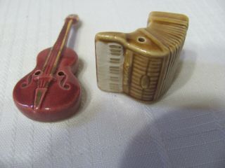 Vintage Arcadia Minature Salt And Pepper Shakers The Guitar And The Accordian