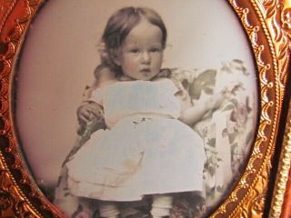 Little Girl Sitting On A Chair With Coloring Added Daguerreotype Photograph