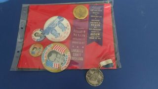President Richard Nixon Inauguration Items (8) Banner,  Buttons,  Ribbons,  Medal