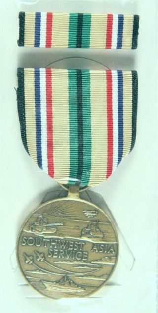 Us Military Medal: Southwest Asia Service Medal,  Gulf War - Boxed W/ribbon Bar