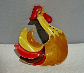 Vintage Rooster Spoon Rest/teabag Dish Holt Howard 1960 Ceramic Hand Painted