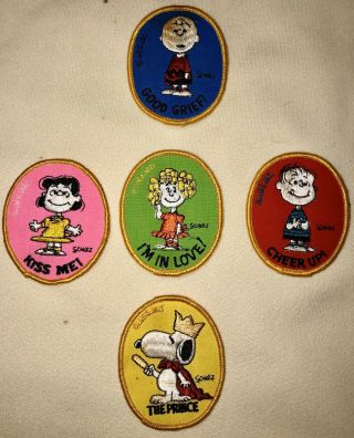 Vintage Peanuts Patches Gang 5 1970 Charlie Snoopy Lucy Linus Sally Schultz