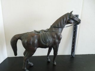 Large Paper Mache Horse With Leather Accents Glass Eyes -