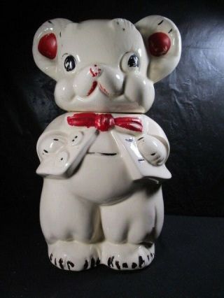 Vintage American Bisque Turnabout Bear Two - Sided Boy / Girl Mouse Cookie Jar