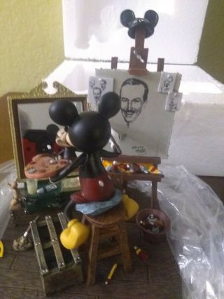 Disney Parks Self Portrait Mickey Mouse And Walt Disney Figurine