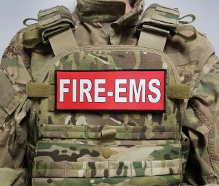 3x8 " Fire Ems Red Hook Plate Carrier Vest Patch Firefighter Paramedic Emt Morale