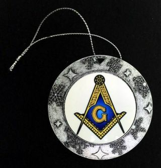 Masonic Round Resin Christmas Ornament With Pewter Finish (mas - Rsn - Orn)