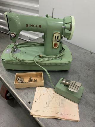 Vintage Singer 185j Sewing Machine Mid Century Jadite Green