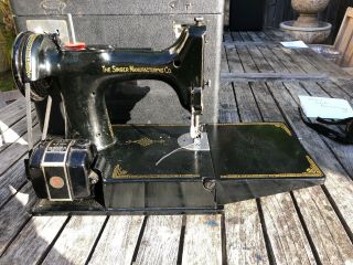 Singer 1951 - 221 Featherweight Sewing Machine W/case - Not Running Parts