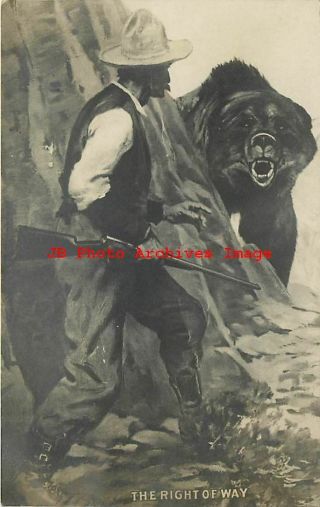 Philip Goodwin Painting,  Rppc,  Remington Advertising The Right Of Way Bear Photo