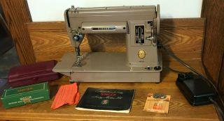 1951 Singer 301a Slant Sewing Machine Serviced And Ready To Use,  Attachments