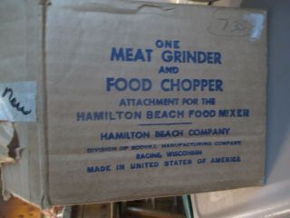 Vintage Hamilton Beach Meat Grinder With Food Chopper Mixer Attachment & Guide