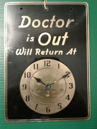 Vintage Two Sided Metal Doctor Is In/out Door Sign Spencer Industries Inc Phil