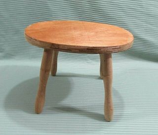 Old Homemade 4 Leg Wood Small 9x13 Oval 10 " Tall Plant Stand Foot Stool S/h