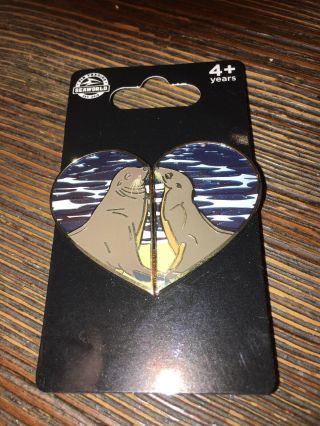 Seaworld Seal 2 Pin Heart Set - On Card