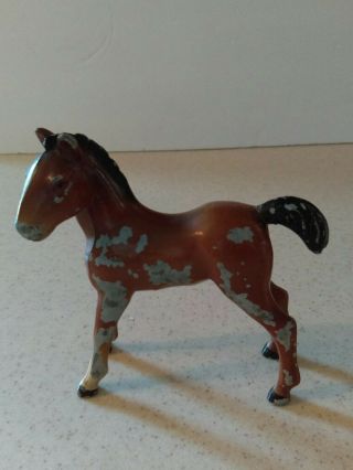 Vintage Solid Metal Horse Brown With Black Mane And Tail Weighs 26 Ounces