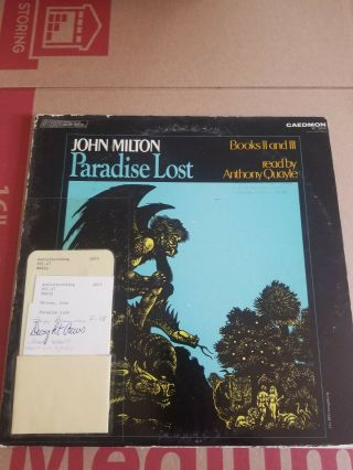 John Milton Paradise Lost Books Ii And Iii Read By Anthony Quayle 2 Lp Set