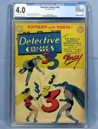 Dc Detective Comics 146 Batman Cgc 4.  0 Ow/w Pages Bill Finger Dick Sprang 1949