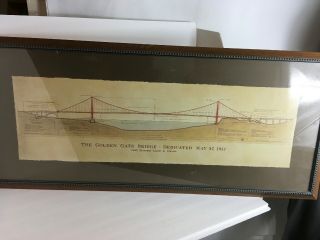 Famous Bridges The Golden Gate Bridge - Dedicated May 27,  1937 Blue Print Framed
