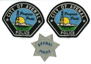 City Of Avenal California 2010 And 2011 Ca Police Patches And Cloth Star Badge