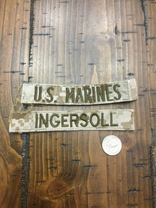 Desert Us Marines Tape Uniform Tab Patch With Name Tape