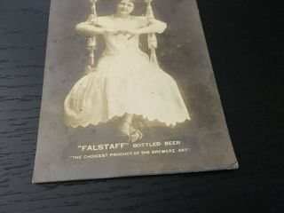 Falstaff Lemp Brewery Postcard,  Lady On Swing Made Of Bottles, 2