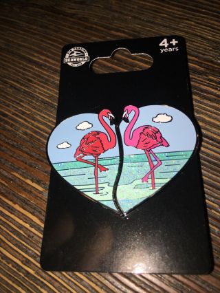 Seaworld Flamingo 2 Pin Heart Set - On Card