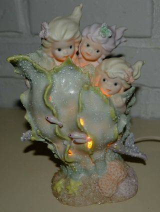 Enesco Coral Kingdom Daria,  Demetria,  Delphina Mermaids 1995 Lamp Light