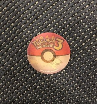 Pokémon 3: The Movie Lenticular Disc Coin Token Pikachu Pichu Unown Entei 2001