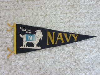 1930s United States Naval Academy Goat Illustrated Wool College Football Pennan