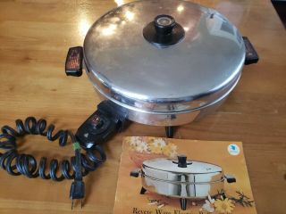 Vtg Revere Ware Copper Core Stainless Steel Electric Buffet Skillet Fry Pan 10 "