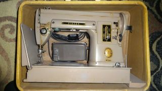 Singer 301a Sewing Machine With Case Bobbins & Pattern Cogs Well