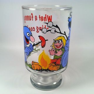 Vintage Sesame Street What A Funny Looking Cookie Large Wide Mouth Glass