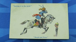 Ww1 Military Comic Postcard 1916 Anti Kaiser Indian Sikh Cavalry Soldier India