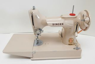 Singer Featherweight 221J Beige Color With Case & Accessories 3