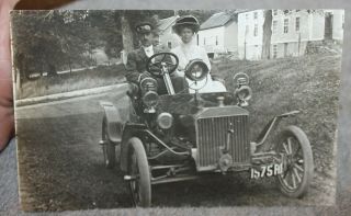 Real Photo Postcard Rppc Man & Woman In 1905 Ford Model " N " Two Seater Runabout
