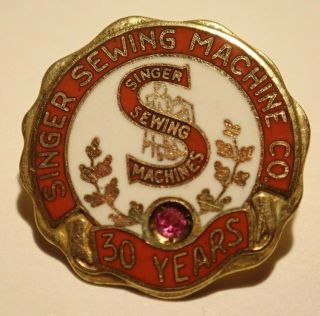 10k Gold Singer Sewing Machine Co 30 Year Service Pin